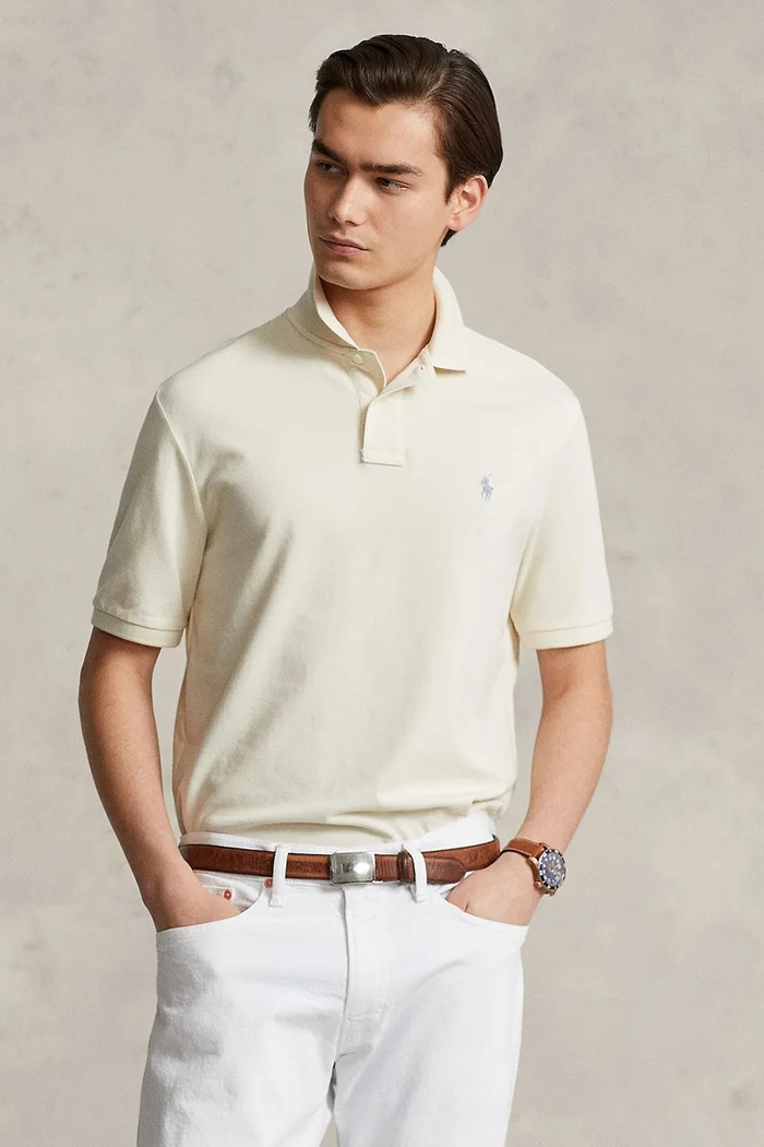 Polo Ralph Lauren polo męskie bawełniane beżowy 710536856