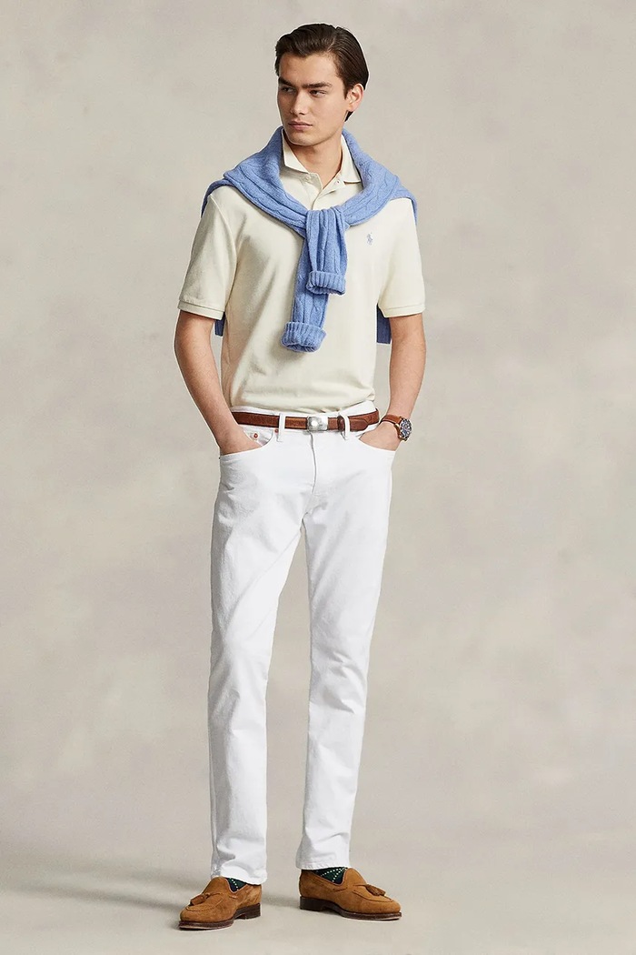 Odzież Polo Ralph Lauren polo męskie bawełniane 710536856 beżowy