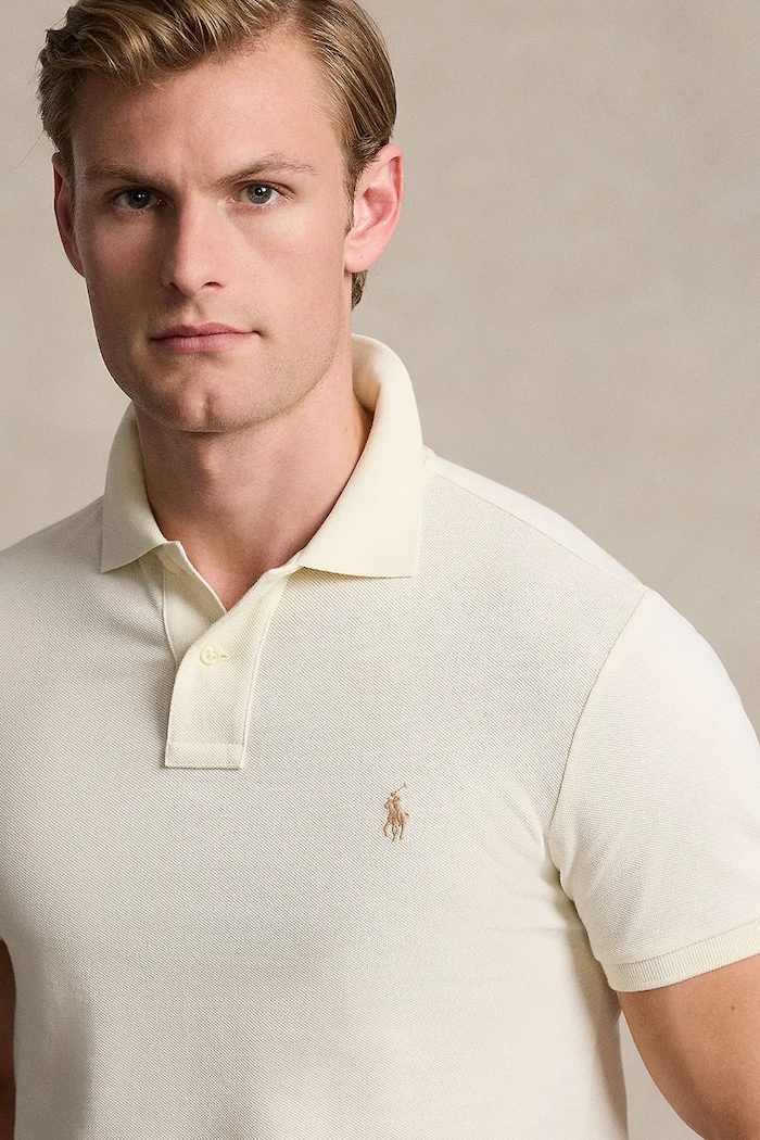 Ρούχα Polo Ralph Lauren πόλο βαμβακερό Ανδρικό 710536856 μπεζ