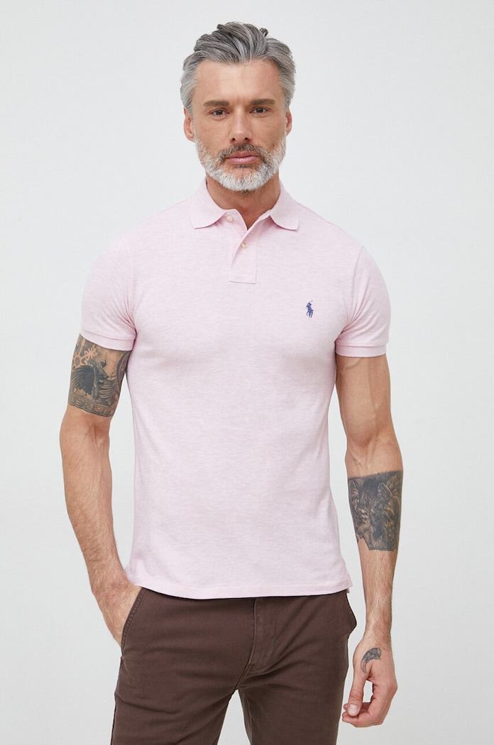 Polo Ralph Lauren polo męskie bawełniane bawełna różowy 710536856