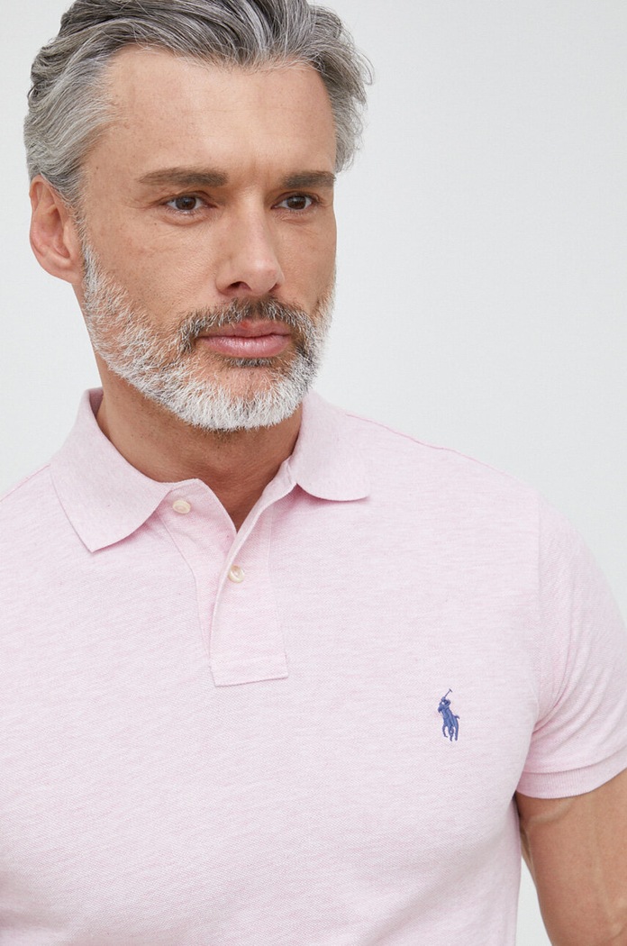 Polo Ralph Lauren polo męskie bawełniane różowy 710536856