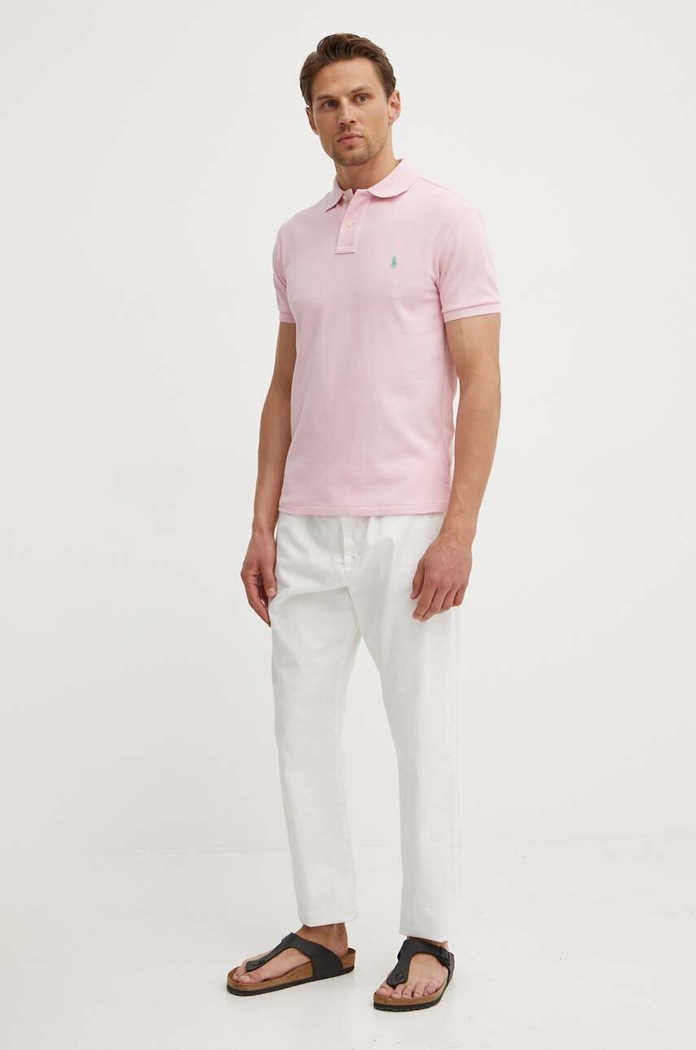 Polo Ralph Lauren polo męskie bawełniane 710536856 różowy SS26