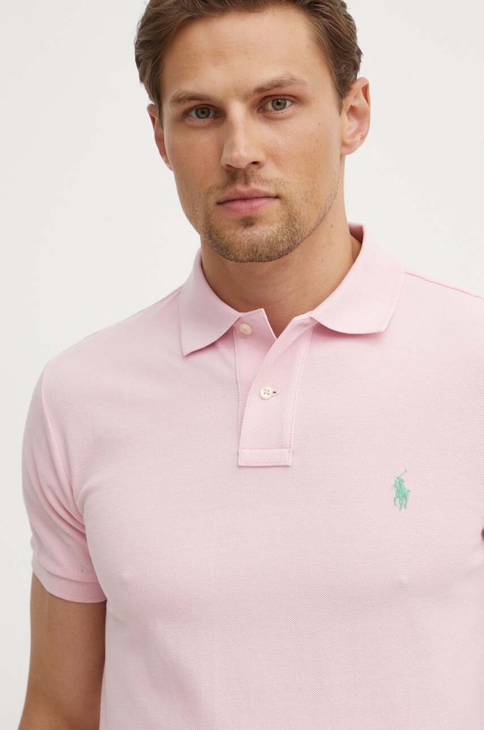 Polo Ralph Lauren polo męskie bawełniane różowy 710536856
