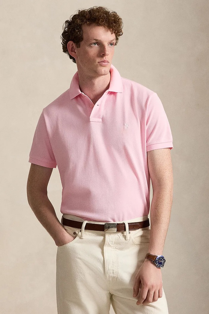 Polo Ralph Lauren тениска с яка мъжка от памук розов 710536856