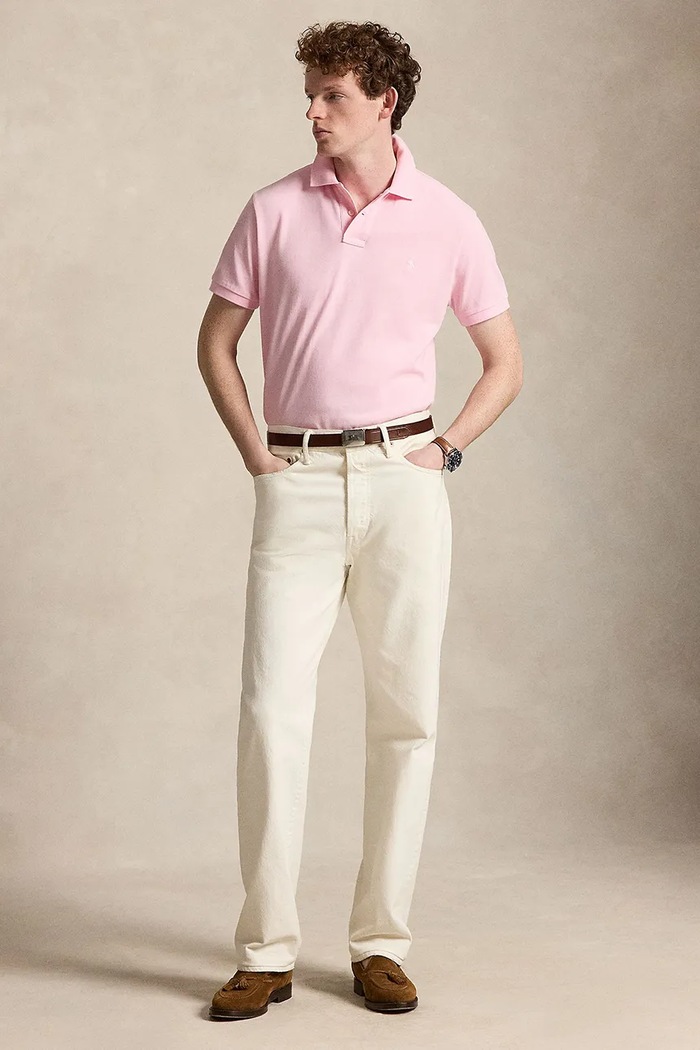 Дрехи Polo Ralph Lauren тениска с яка мъжка от памук 710536856 розов