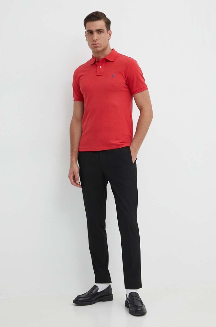 Polo Ralph Lauren polo tričko pánske bavlnené 710536856 červená SS26