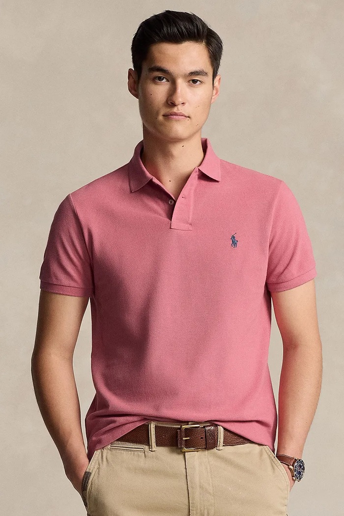 Polo Ralph Lauren polo tričko pánske bavlnené slim ružová 710536856