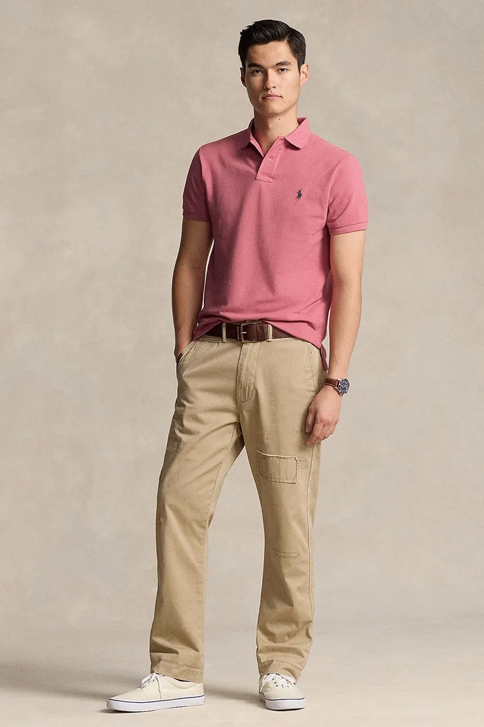 Oblečenie Polo Ralph Lauren polo tričko pánske bavlnené 710536856 ružová