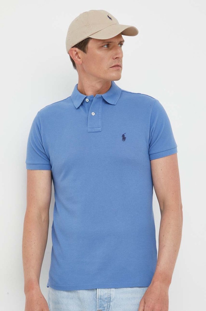 Polo Ralph Lauren Polo tričko pánske bavlnené slim modrá 710536856