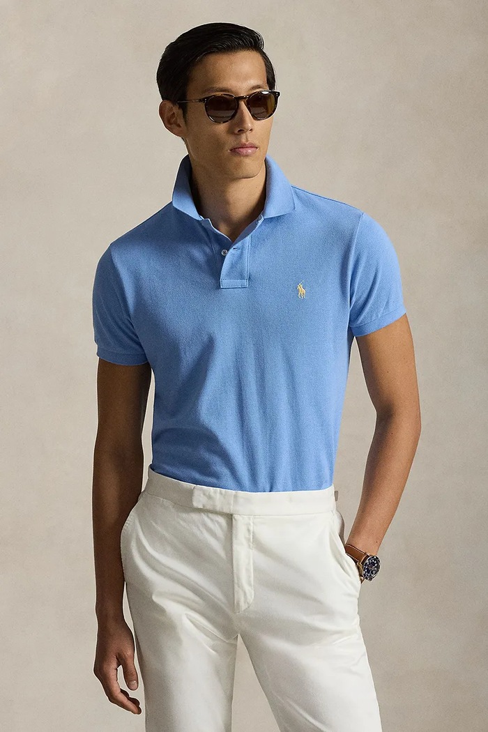 Polo Ralph Lauren polo tričko pánske bavlnené slim modrá 710536856
