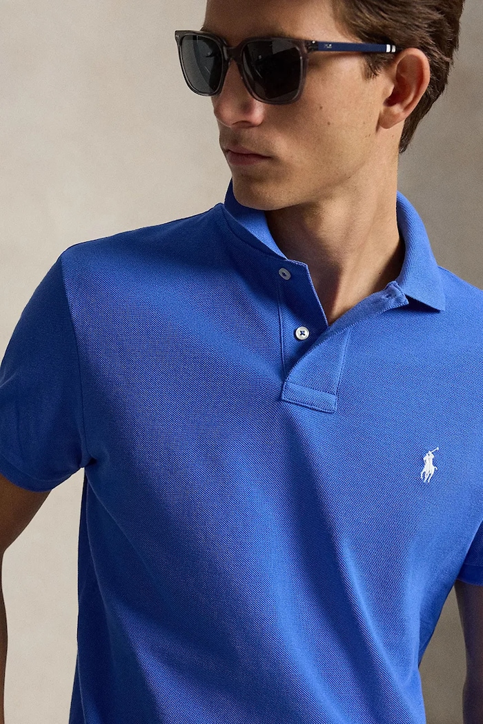 Polo Ralph Lauren тениска с яка мъжка от памук син 710536856