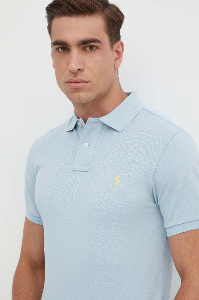 Polo Ralph Lauren polo tričko pánske bavlnené slim modrá 710536856