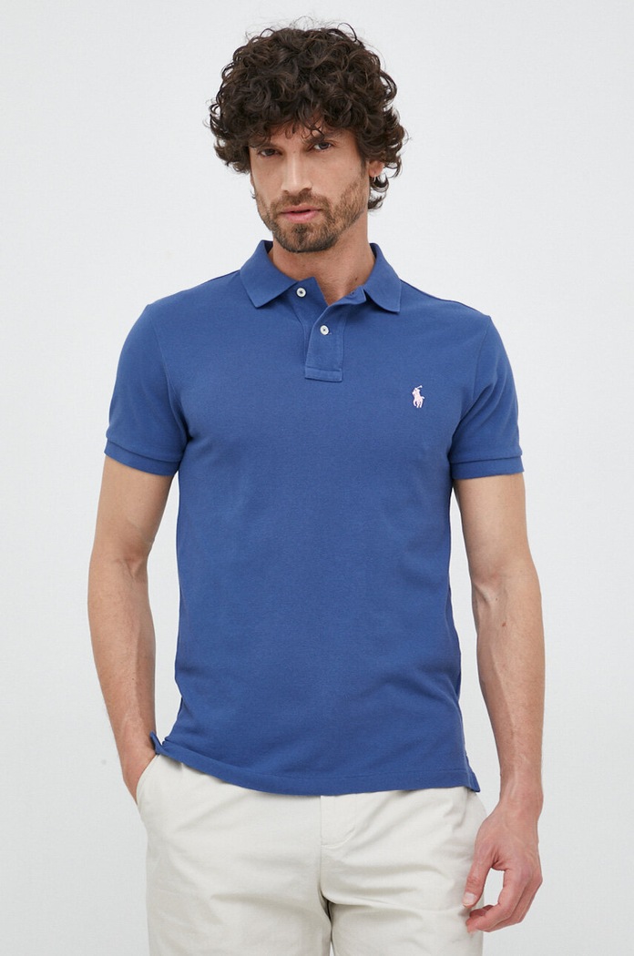 Polo Ralph Lauren polo tričko pánske bavlnené slim tmavomodrá 710536856