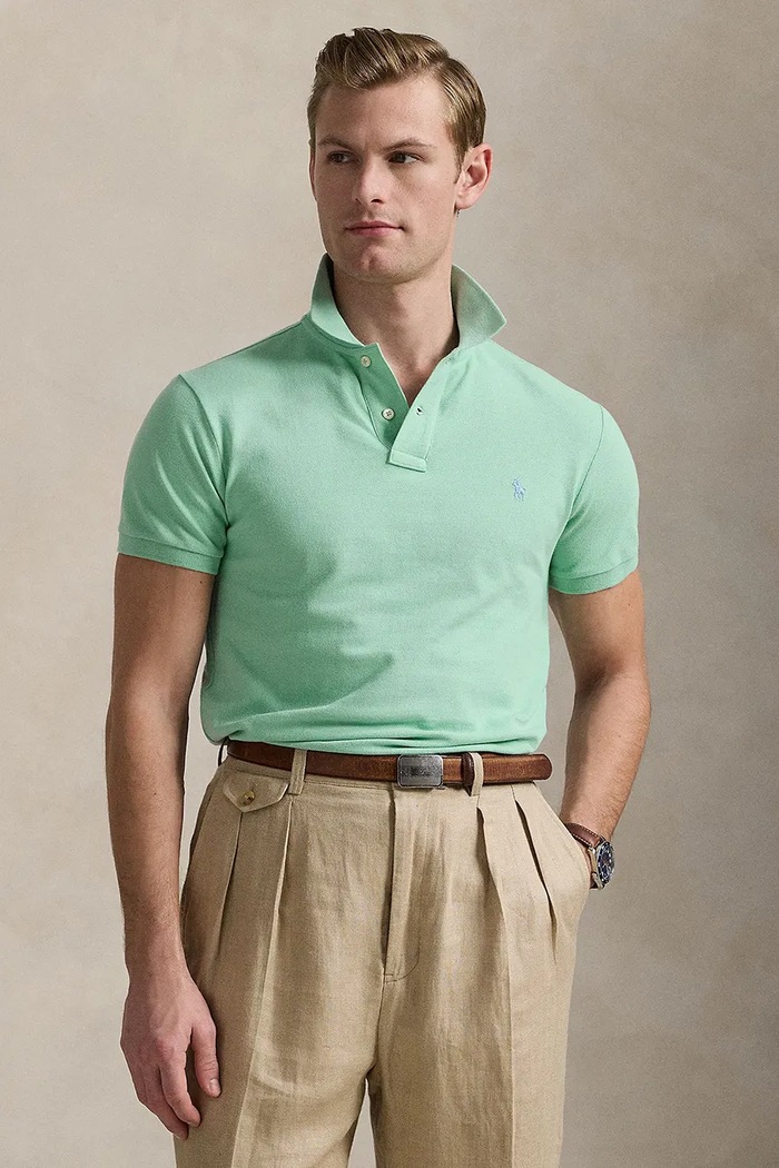 Polo Ralph Lauren πόλο ανδρικό βαμβακερό slim τιρκουάζ 710536856