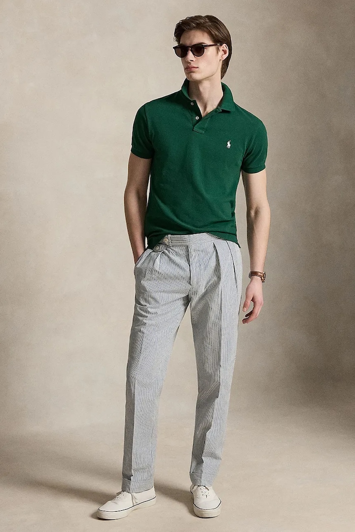 Oblačila Polo Ralph Lauren polo majica moška bombažna 710536856 zelena
