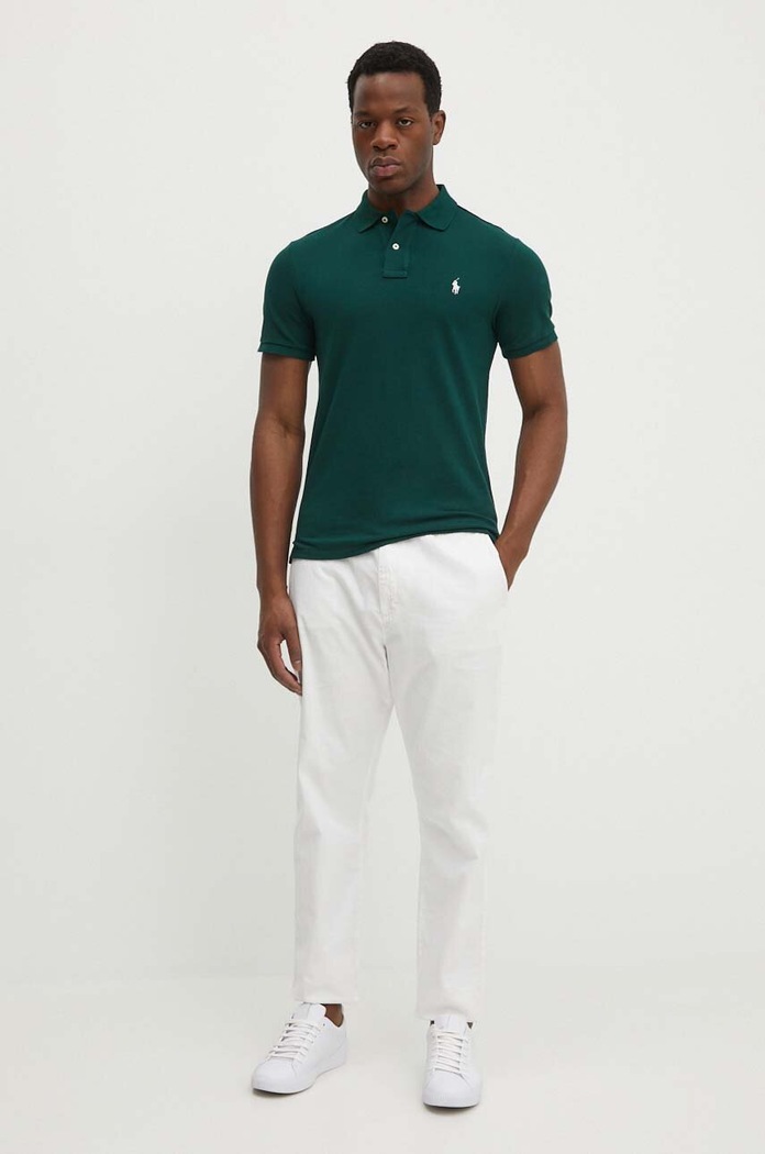 Polo Ralph Lauren polo tričko pánske bavlnené 710536856 zelená SS26