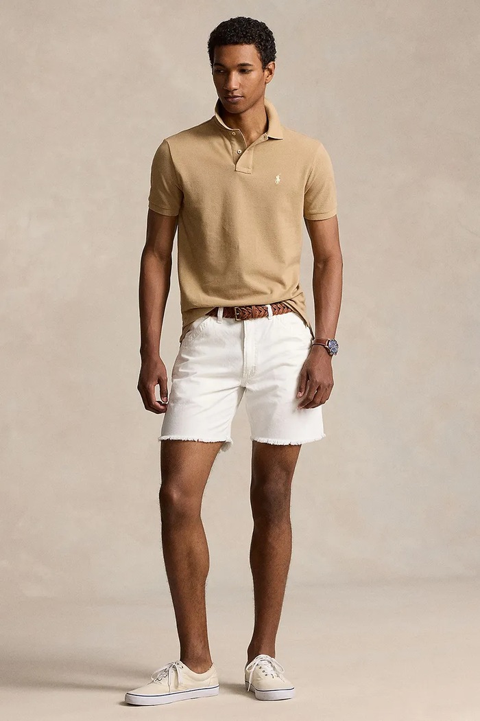 Ρούχα Polo Ralph Lauren πόλο ανδρικό βαμβακερό 710536856 μπεζ
