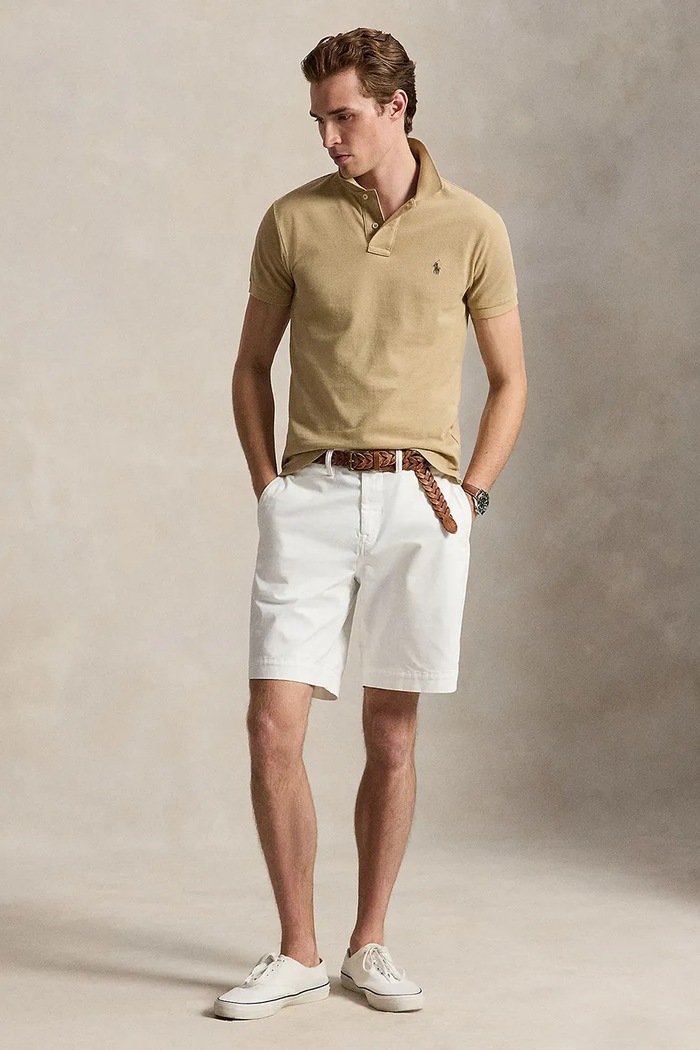 Ρούχα Polo Ralph Lauren πόλο ανδρικό βαμβακερό 710536856 μπεζ