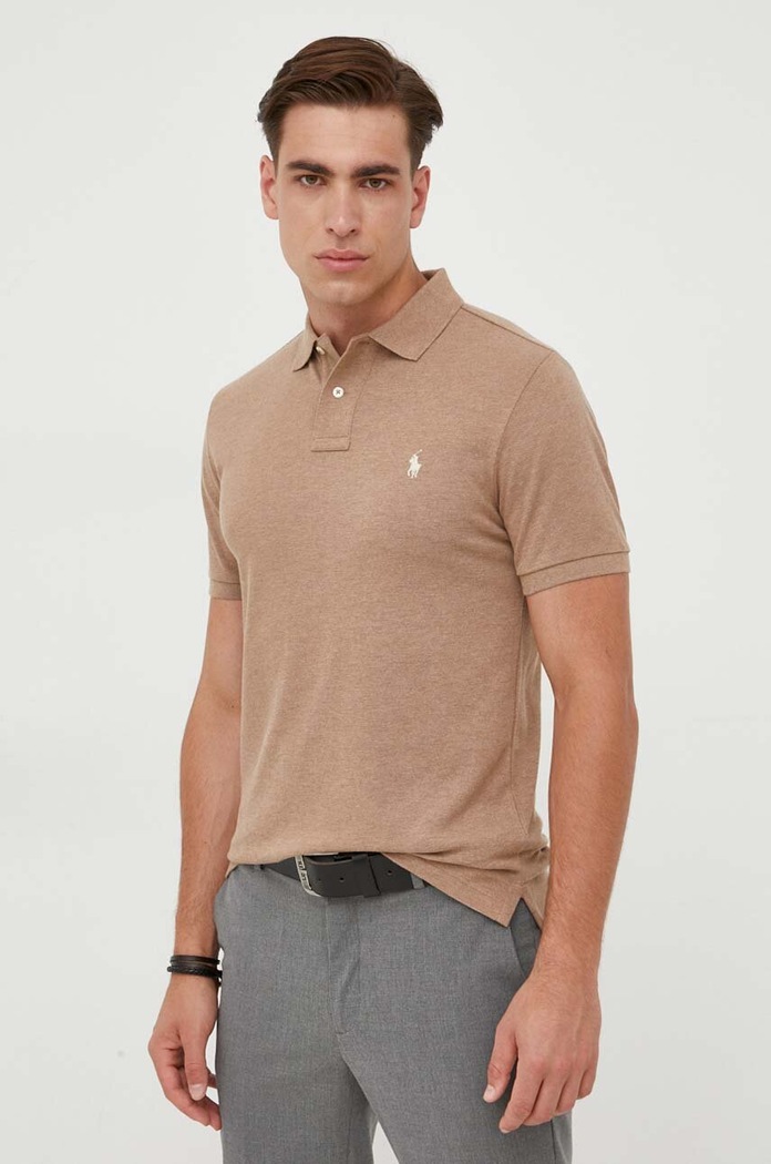 Polo Ralph Lauren polo męskie bawełniane brązowy 710536856
