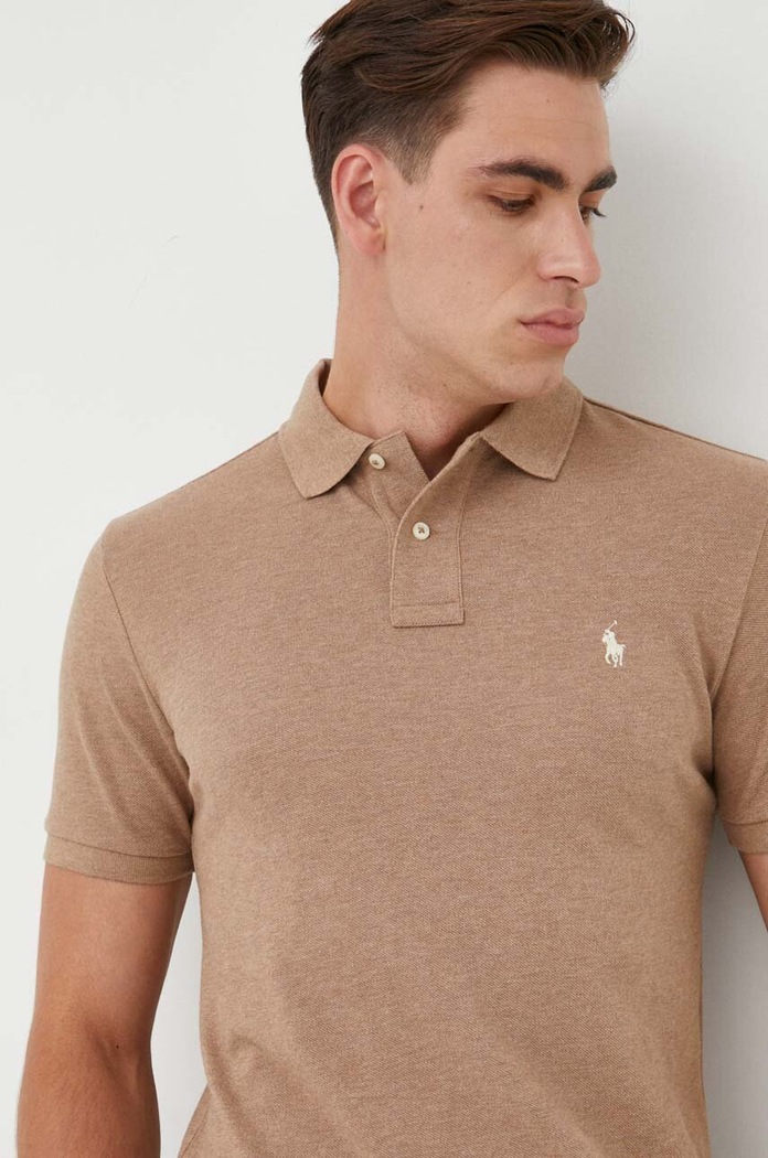 Polo Ralph Lauren polo męskie bawełniane 710536856 brązowy