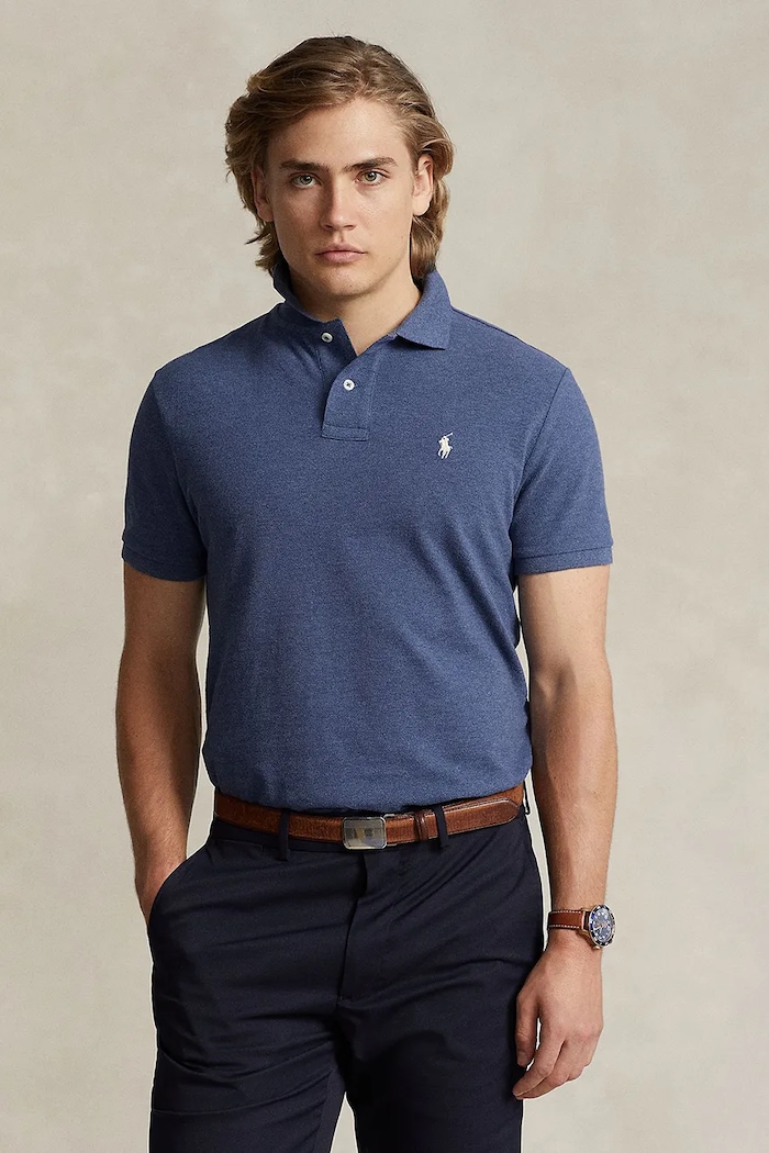 Polo Ralph Lauren polo tričko pánske bavlnené slim modrá 710536856