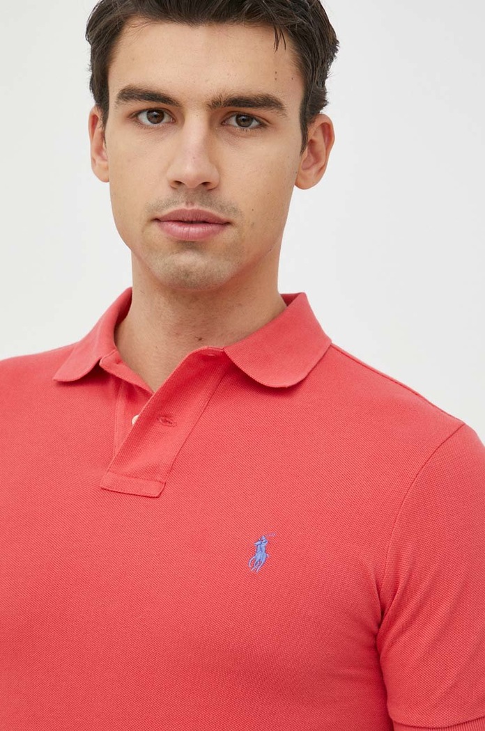 Polo Ralph Lauren polo tričko pánske bavlnené slim červená 710536856