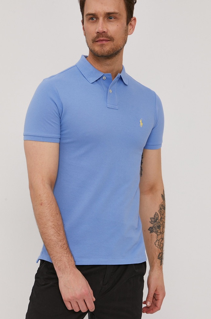 Polo Ralph Lauren polo tričko pánske bavlnené modrá 710536856