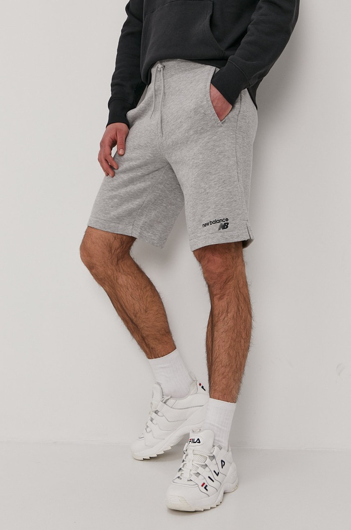 Σορτς New Balance πλεκτό ύφασμα γκρί MS11903AG