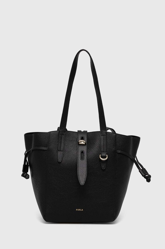 Furla - Kožená kabelka Net usňová koža čierna BZT0FUA.HSF000.O6000