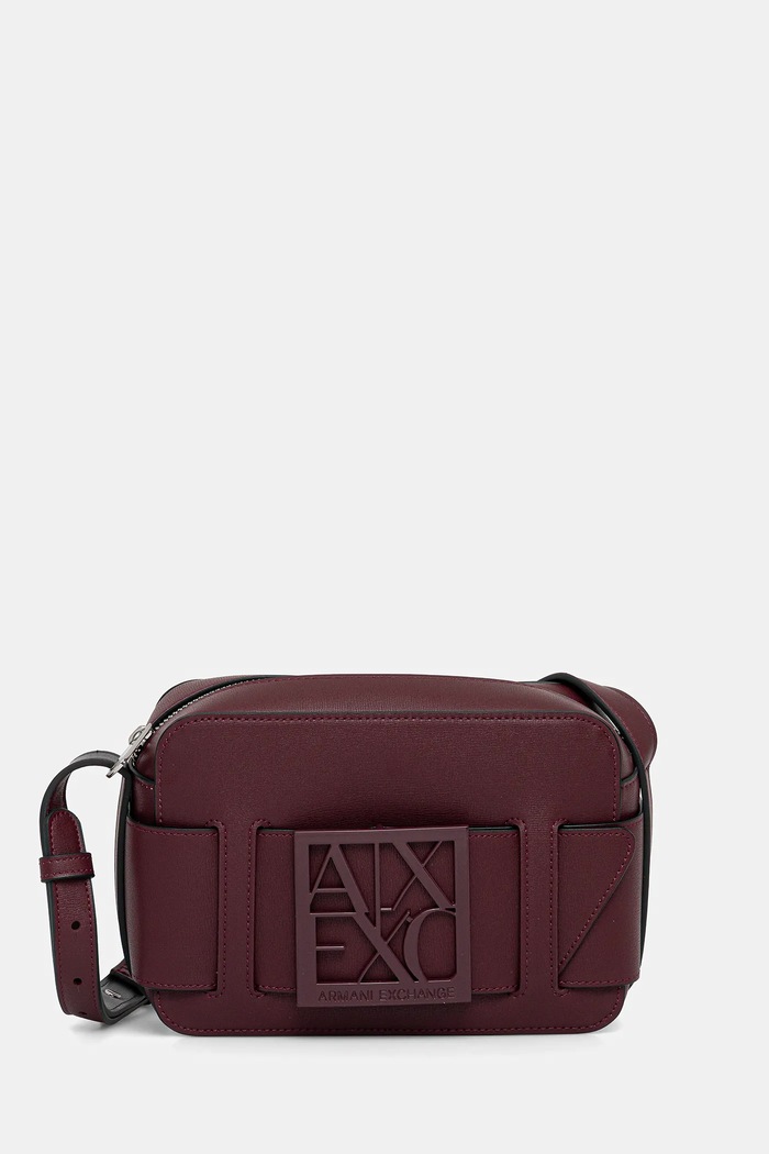 Armani Exchange geantă crossbody pentru femei cu imitație de piele burgundia 942699.0A874
