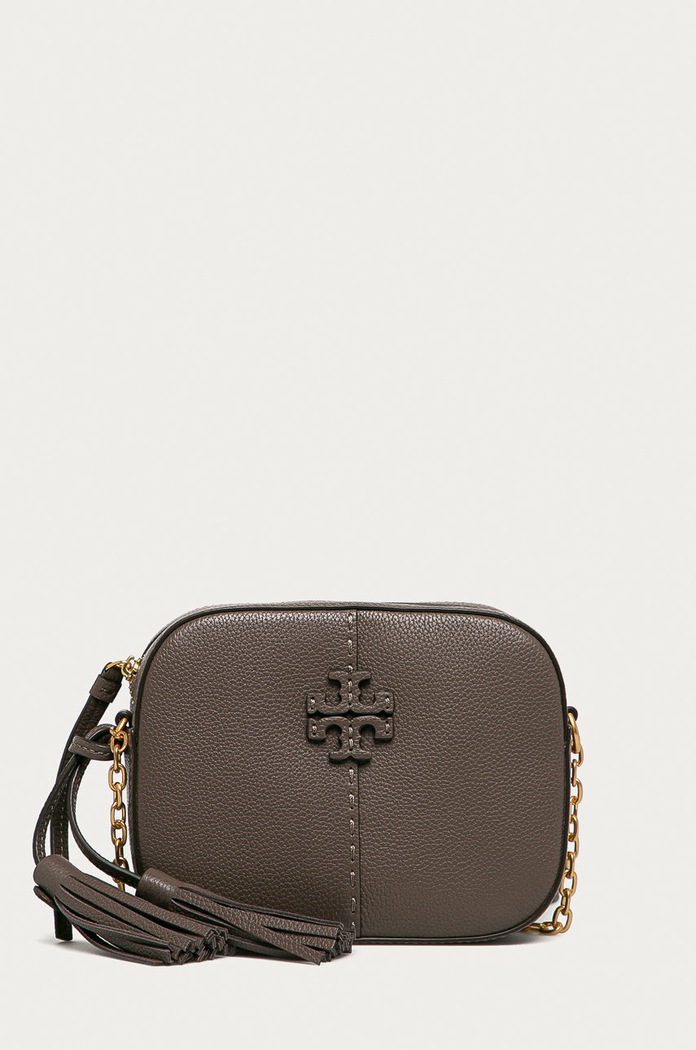 Tory Burch - Kožená kabelka přírodní kůže šedá 64447