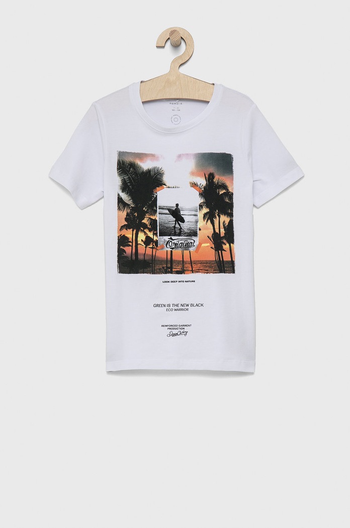 Name it T-shirt dziecięcy z elastanem biały 13190362