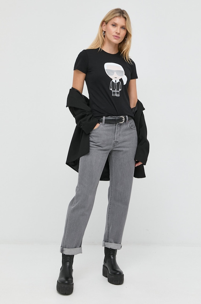 Karl Lagerfeld T-shirt 210W1721 210W1721 czarny AA00