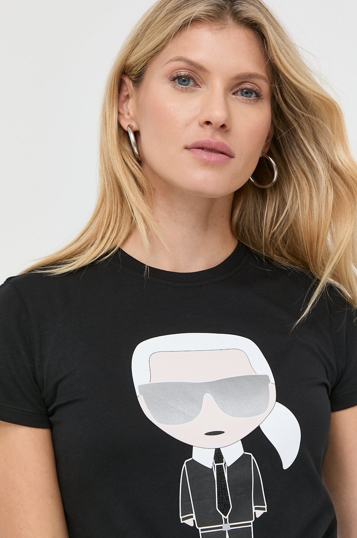 T-shirt 210W1721 Karl Lagerfeld 210W1721 czarny