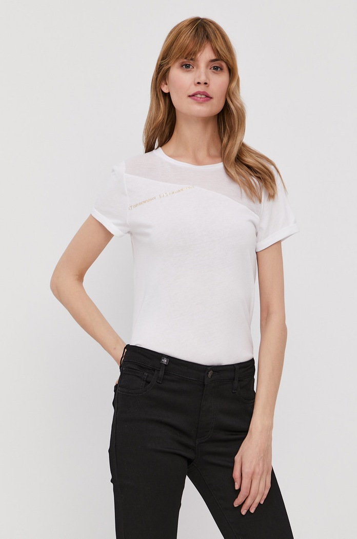 Tričko EA7 Emporio Armani okrúhly biela 3KTT34.TJ4PZ
