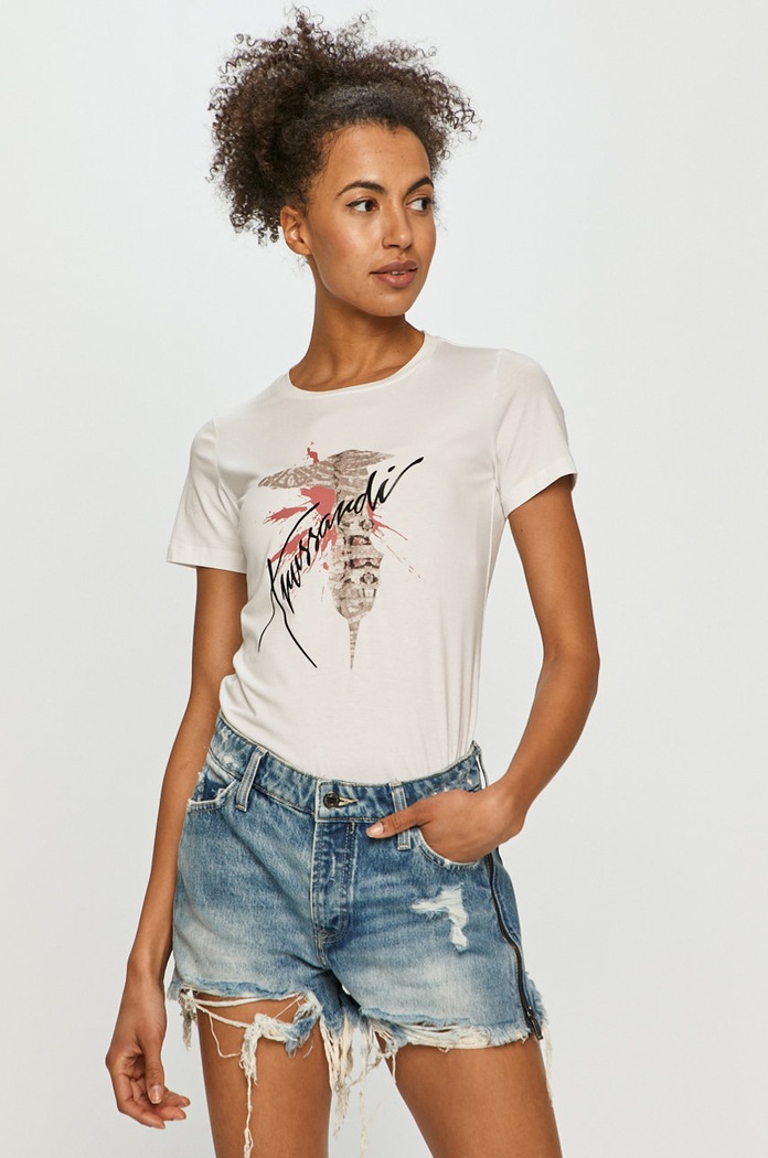 Tričko Trussardi Jeans s elastanem bílá 56T00384.1T003608