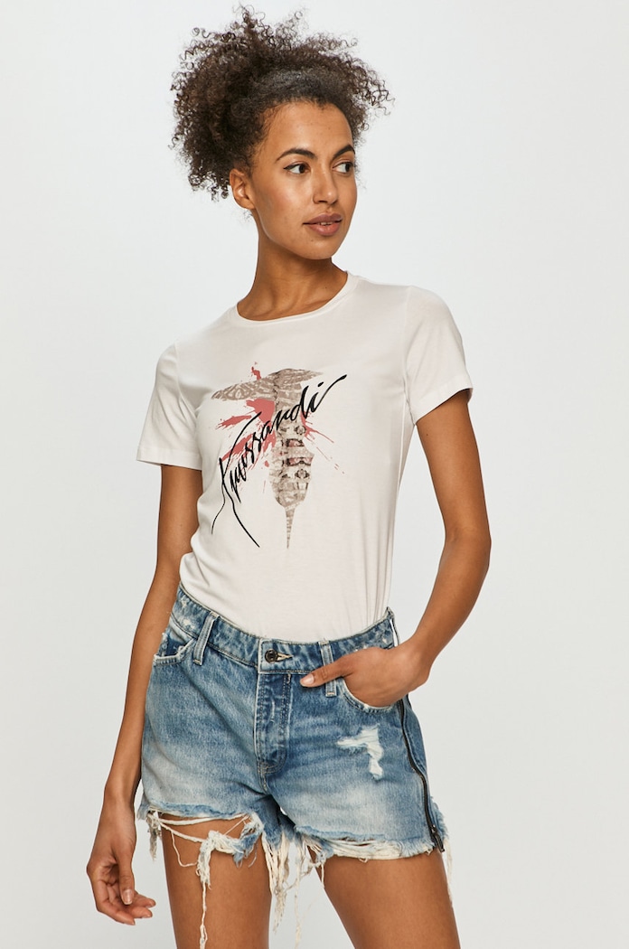 Tričko Trussardi Jeans s elastanem bílá 56T00384.1T003608