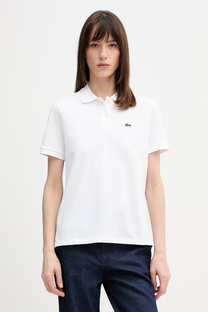 Lacoste Πόλο γυναικείο βαμβακερό κανονικό λευκό PF7839
