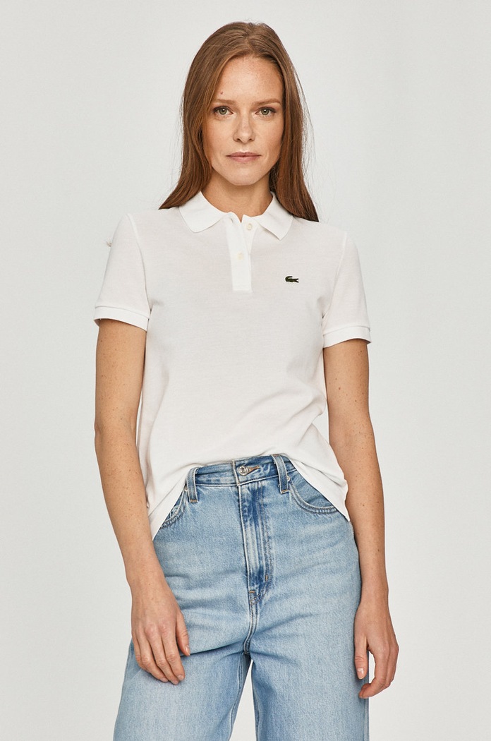 Lacoste Πόλο βαμβακερό γυναικείο απλό λευκό PF7839