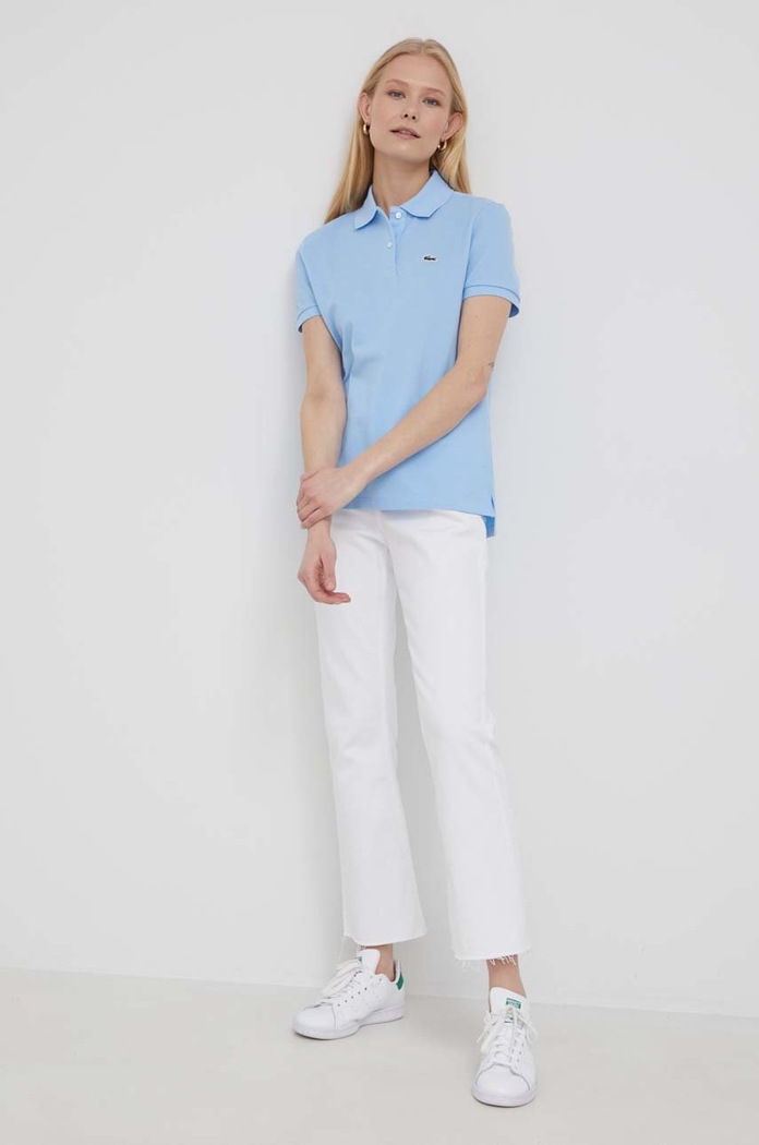 Lacoste polo damskie bawełniane PF7839 niebieski SS26