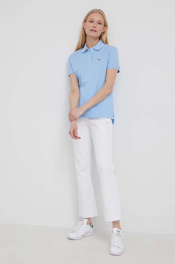 Lacoste polo damskie bawełniane PF7839 niebieski SS26