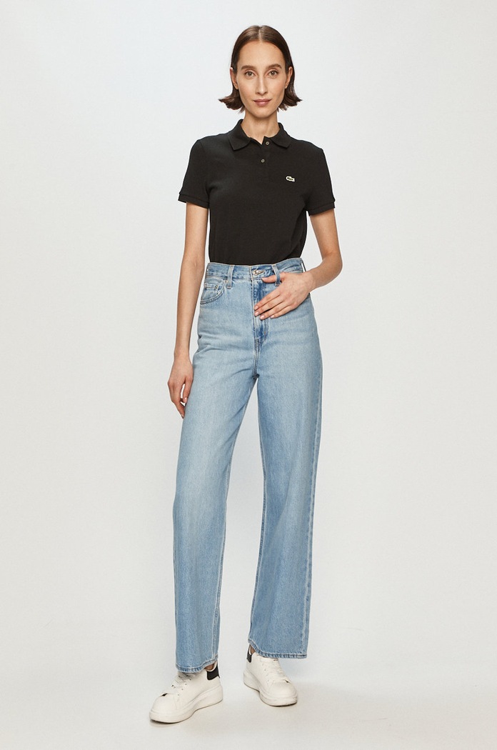Lacoste πόλο βαμβακερό γυναικείο PF7839 μαύρο SS26