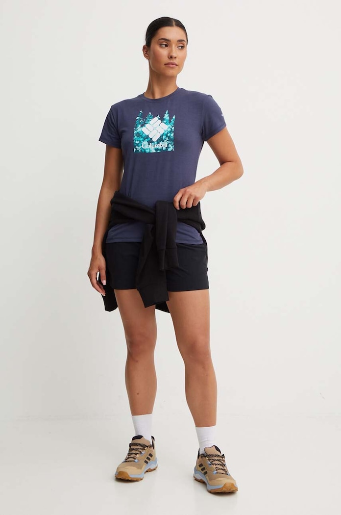 Columbia sportos póló Sun Trek 1931753 sötétkék SS24