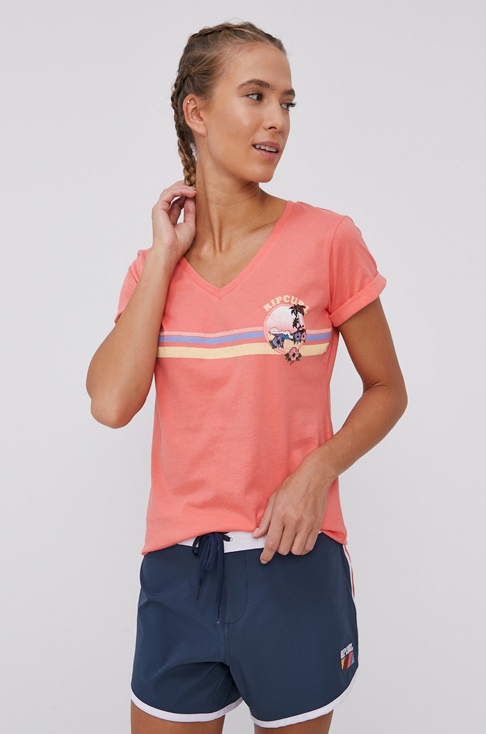 Rip Curl T-shirt nadruk różowy GTEZC5