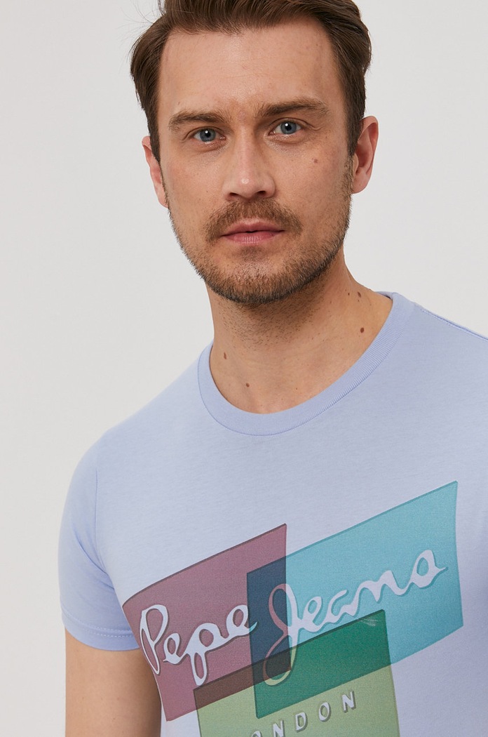Тениска Pepe Jeans Morrison памук син PM507291.524