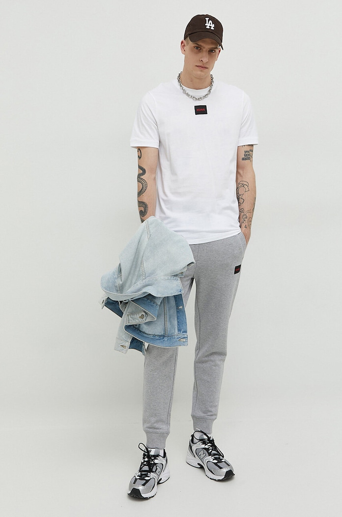 HUGO T-shirt basic męski bawełniany Diragolino212 50447978 biały AA00