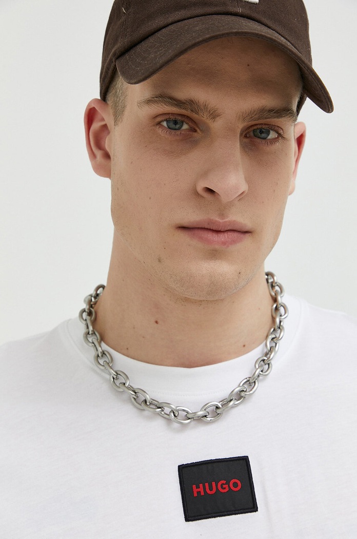 HUGO T-shirt basic męski bawełniany Diragolino212 biały 50447978