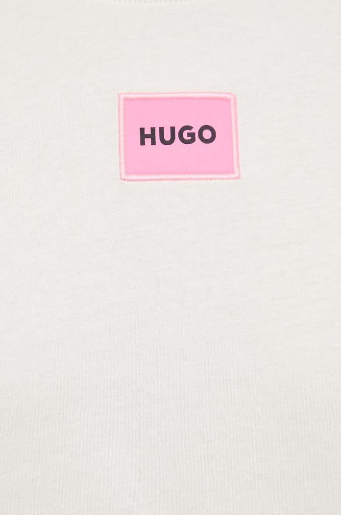 HUGO T-shirt basic męski bawełniany Diragolino212 beżowy 50447978