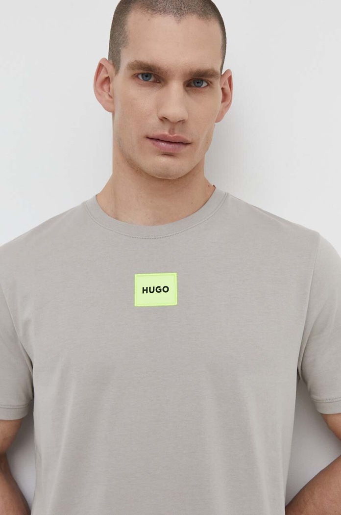 HUGO T-shirt basic męski bawełniany Diragolino212 regular szary 50447978