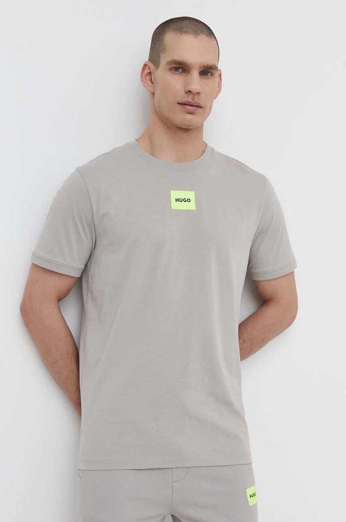 HUGO T-shirt basic męski bawełniany Diragolino212 szary 50447978